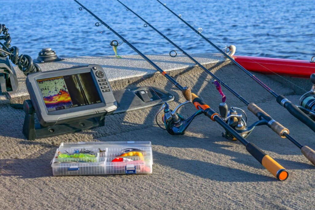 A fish finder with tackle set